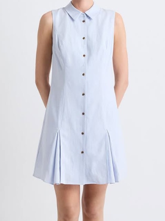Sleeveless Button-Front Linen Dress